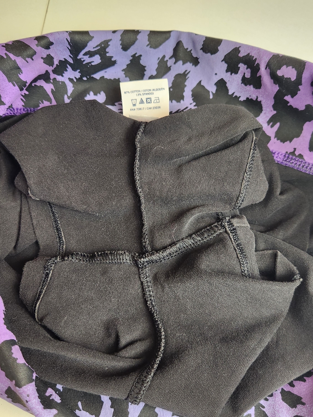 PINK Victoria's Secret Fold-Over Waist Black Shorts with Purple Leopard Print - Picture 10 of 10